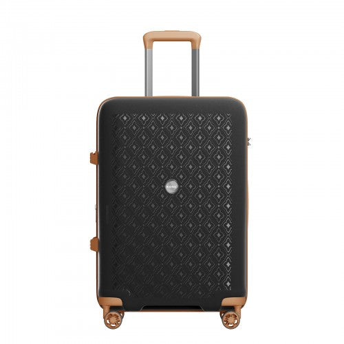 KSK2594 - Kono PP 24-inch Hard Shell Expandable Luggage–Lightweight Suitcase with TSA Lock & Built-in Cup Holder - Black and Brown