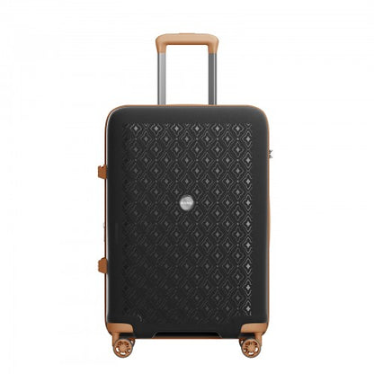 KSK2594 - Kono PP 24-inch Hard Shell Expandable Luggage–Lightweight Suitcase with TSA Lock & Built-in Cup Holder - Black and Brown
