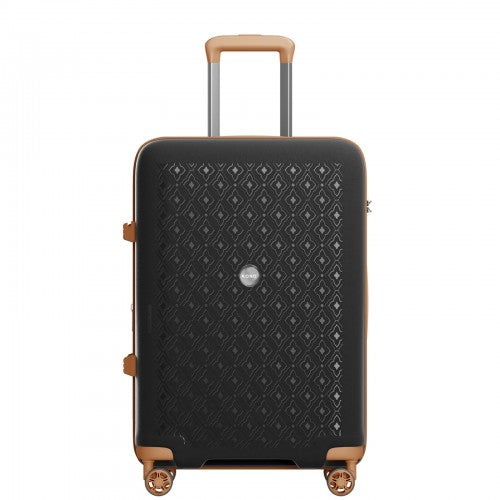 KSK2594 - Kono PP 28-inch Hard Shell Expandable Luggage–Lightweight Suitcase with TSA Lock & Built-in Cup Holder - Black and Brown