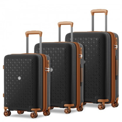 KSK2594 - Kono PP 20/24/28inch Hard Shell Expandable Luggage–Lightweight Suitcase with TSA Lock & Built-in Cup Holder - Black and Brown
