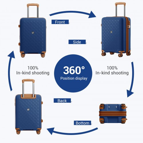 KSK2594 - Kono PP 20-inch Hard Shell Expandable Luggage-Lightweight Suitcase with TSA Lock & Built-in Cup Holder - Navy and Brown