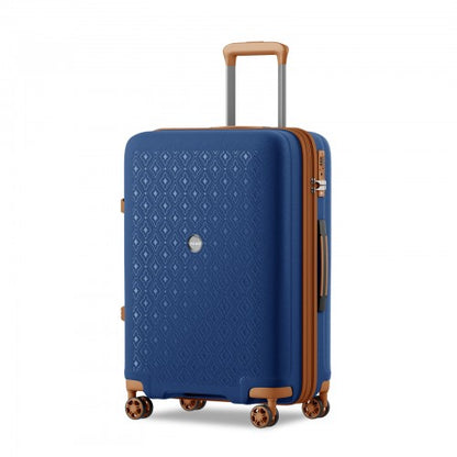 KSK2594 - Kono PP 24-inch Hard Shell Expandable Luggage–Lightweight Suitcase with TSA Lock & Built-in Cup Holder - Navy and Brown