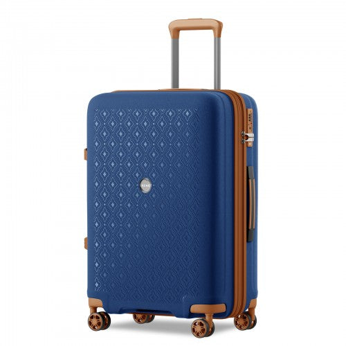 KSK2594 - Kono PP 28-inch Hard Shell Expandable Luggage–Lightweight Suitcase with TSA Lock & Built-in Cup Holder - Navy and Brown
