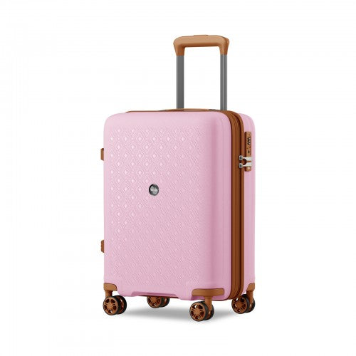 KSK2594 - Kono PP 20-inch Hard Shell Expandable Luggage-Lightweight Suitcase with TSA Lock & Built-in Cup Holder - Pink and Brown