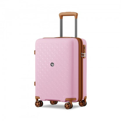 KSK2594 - Kono PP 20-inch Hard Shell Expandable Luggage-Lightweight Suitcase with TSA Lock & Built-in Cup Holder - Pink and Brown
