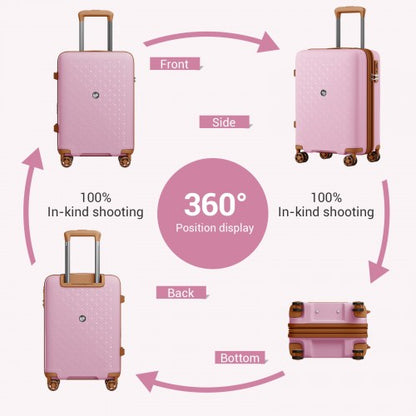 KSK2594 - Kono PP 20-inch Hard Shell Expandable Luggage-Lightweight Suitcase with TSA Lock & Built-in Cup Holder - Pink and Brown