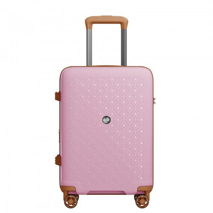 KSK2594 - Kono PP 20-inch Hard Shell Expandable Luggage-Lightweight Suitcase with TSA Lock & Built-in Cup Holder - Pink and Brown