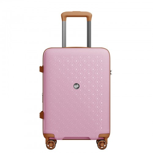 KSK2594 - Kono PP 20-inch Hard Shell Expandable Luggage-Lightweight Suitcase with TSA Lock & Built-in Cup Holder - Pink and Brown