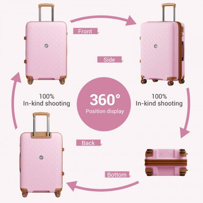 KSK2594 - Kono PP 28-inch Hard Shell Expandable Luggage–Lightweight Suitcase with TSA Lock & Built-in Cup Holder - Pink and Brown