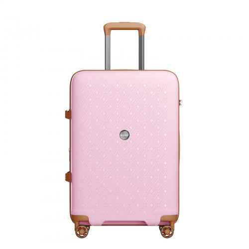 KSK2594 - Kono PP 24-inch Hard Shell Expandable Luggage–Lightweight Suitcase with TSA Lock & Built-in Cup Holder - Pink and Brown