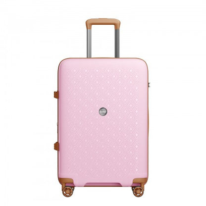 KSK2594 - Kono PP 24-inch Hard Shell Expandable Luggage–Lightweight Suitcase with TSA Lock & Built-in Cup Holder - Pink and Brown