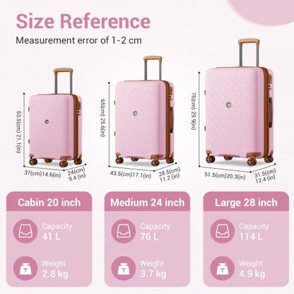 KSK2594 - Kono PP 20/24/28inch Hard Shell Expandable Luggage–Lightweight Suitcase with TSA Lock & Built-in Cup Holder - Pink and Brown
