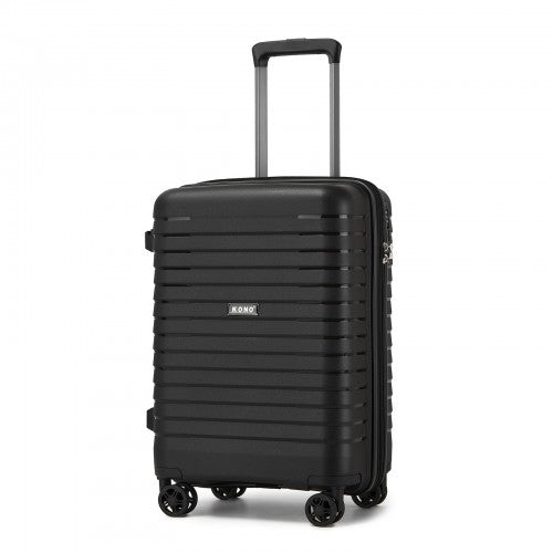 KSK2595 - Kono 20-Inch Hard Shell Scratch-Resistant PP Luggage with Cup Holder, TSA Lock & Expandable Design-Cabin Trolley For Travel - Black