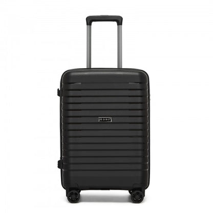 KSK2595 - Kono 20-Inch Hard Shell Scratch-Resistant PP Luggage with Cup Holder, TSA Lock & Expandable Design-Cabin Trolley For Travel - Black