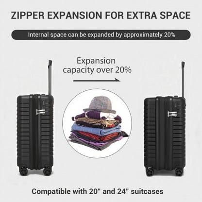 KSK2595 - Kono 20-Inch Hard Shell Scratch-Resistant PP Luggage with Cup Holder, TSA Lock & Expandable Design-Cabin Trolley For Travel - Black