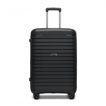 KSK2595 - Kono 24-Inch Hard Shell Scratch-Resistant PP Luggage with Cup Holder, TSA Lock & Expandable Design-Check-in Luggage For Travel - Black