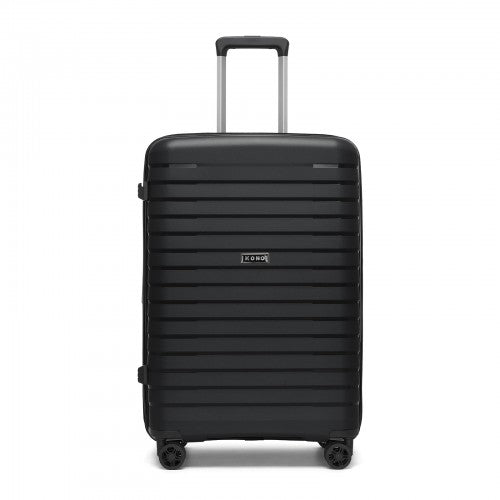 KSK2595 - Kono 28-Inch Hard Shell Scratch-Resistant PP Luggage with Cup Holder, TSA Lock & Expandable Design-Check-in Luggage For Travel - Black