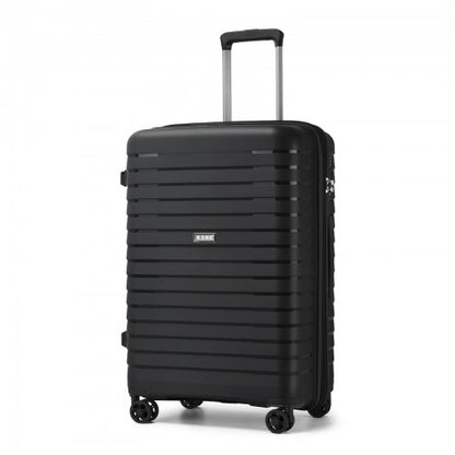 KSK2595 - Kono 24-Inch Hard Shell Scratch-Resistant PP Luggage with Cup Holder, TSA Lock & Expandable Design-Check-in Luggage For Travel - Black