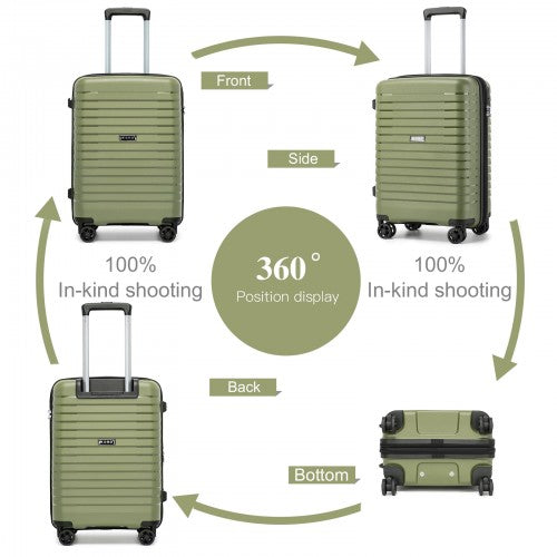 KSK2595 - Kono 20-Inch Hard Shell Scratch-Resistant PP Luggage with Cup Holder, TSA Lock & Expandable Design-Cabin Trolley For Travel - Green