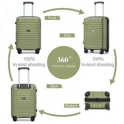 KSK2595 - Kono 20-Inch Hard Shell Scratch-Resistant PP Luggage with Cup Holder, TSA Lock & Expandable Design-Cabin Trolley For Travel - Green