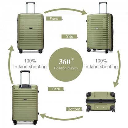 KSK2595 - Kono 24-Inch Hard Shell Scratch-Resistant PP Luggage with Cup Holder, TSA Lock & Expandable Design-Check-in Luggage For Travel - Green
