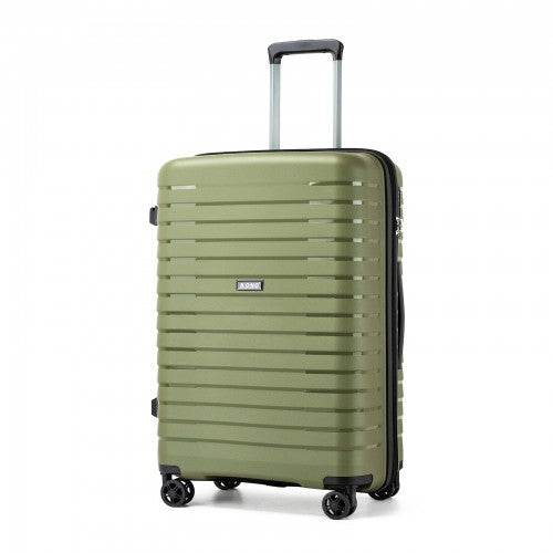 KSK2595 - Kono 24-Inch Hard Shell Scratch-Resistant PP Luggage with Cup Holder, TSA Lock & Expandable Design-Check-in Luggage For Travel - Green