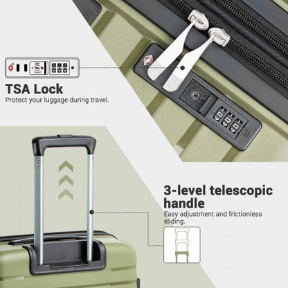 KSK2595 - Kono 28-Inch Hard Shell Scratch-Resistant PP Luggage with Cup Holder, TSA Lock & Expandable Design-Check-in Luggage For Travel - Green