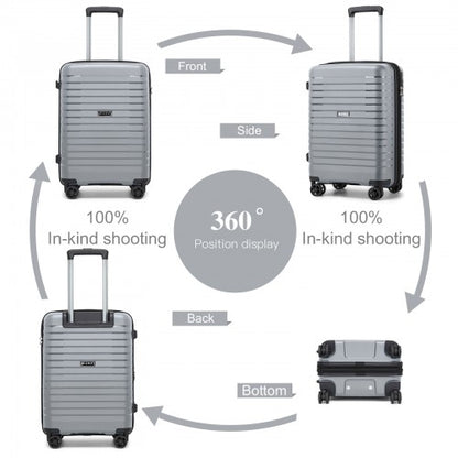 KSK2595 - Kono 20-Inch Hard Shell Scratch-Resistant PP Luggage with Cup Holder, TSA Lock & Expandable Design-Cabin Trolley For Travel - Grey