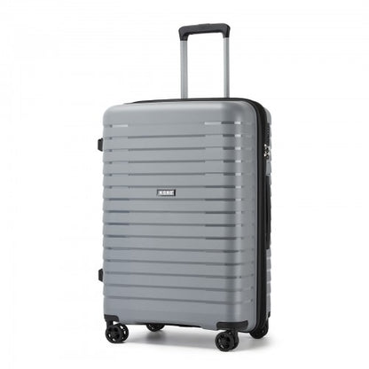 KSK2595 - Kono 24-Inch Hard Shell Scratch-Resistant PP Luggage with Cup Holder, TSA Lock & Expandable Design-Check-in Luggage For Travel - Grey