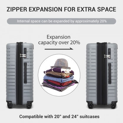 KSK2595 - Kono 28-Inch Hard Shell Scratch-Resistant PP Luggage with Cup Holder, TSA Lock & Expandable Design-Check-in Luggage For Travel - Grey