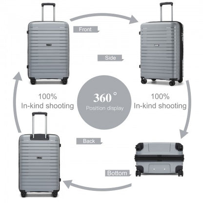 KSK2595 - Kono 28-Inch Hard Shell Scratch-Resistant PP Luggage with Cup Holder, TSA Lock & Expandable Design-Check-in Luggage For Travel - Grey