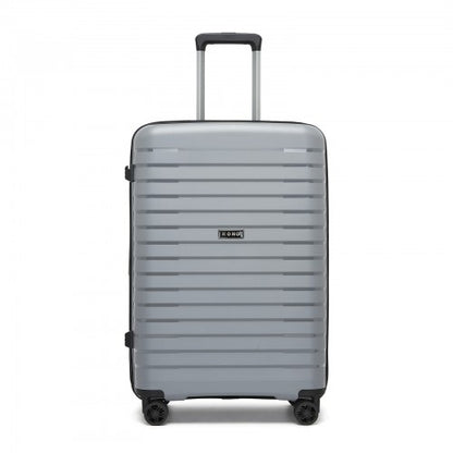 KSK2595 - Kono 24-Inch Hard Shell Scratch-Resistant PP Luggage with Cup Holder, TSA Lock & Expandable Design-Check-in Luggage For Travel - Grey
