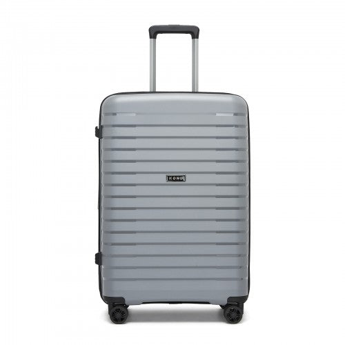 KSK2595 - Kono 28-Inch Hard Shell Scratch-Resistant PP Luggage with Cup Holder, TSA Lock & Expandable Design-Check-in Luggage For Travel - Grey