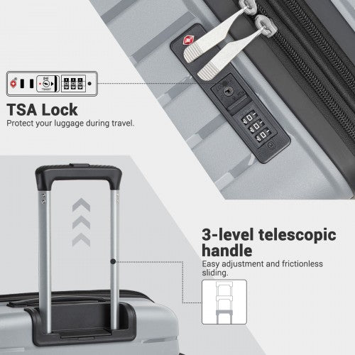 KSK2595 - Kono 20-Inch Hard Shell Scratch-Resistant PP Luggage with Cup Holder, TSA Lock & Expandable Design-Cabin Trolley For Travel - Grey