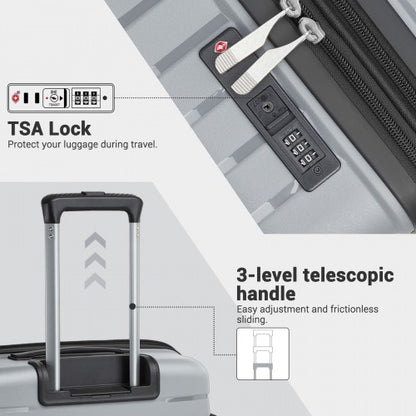 KSK2595 - Kono 20-Inch Hard Shell Scratch-Resistant PP Luggage with Cup Holder, TSA Lock & Expandable Design-Cabin Trolley For Travel - Grey