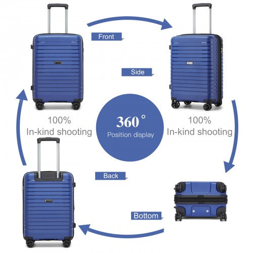 KSK2595 - Kono 20-Inch Hard Shell Scratch-Resistant PP Luggage with Cup Holder, TSA Lock & Expandable Design-Cabin Trolley For Travel - Navy
