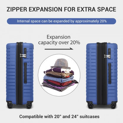 KSK2595 - Kono 28-Inch Hard Shell Scratch-Resistant PP Luggage with Cup Holder, TSA Lock & Expandable Design-Check-in Luggage For Travel - Navy