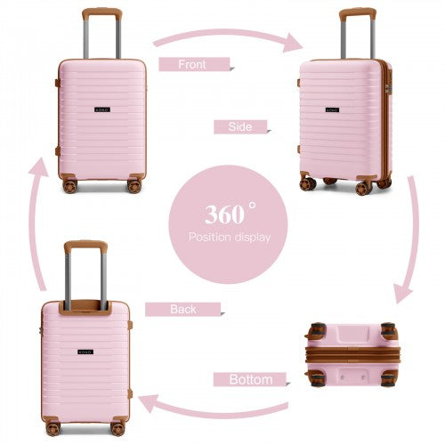 KSK2595 - Kono 20-Inch Hard Shell Scratch-Resistant PP Luggage with Cup Holder, TSA Lock & Expandable Design-Cabin Trolley For Travel - Pink and Brown