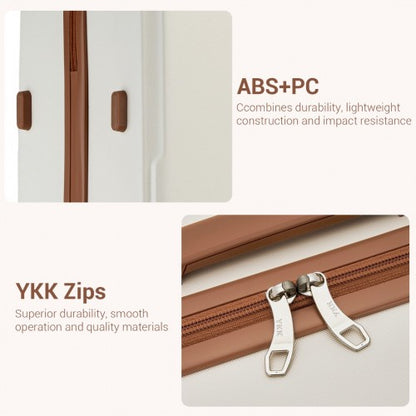 KSK2494 - Kono 28 Inch Minimalist Hard Shell ABS+PC Check-In Suitcase with TSA Lock 360° Spinner Wheels - Cream And Brown