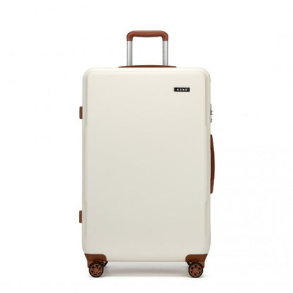 KSK2494 - Kono 28 Inch Minimalist Hard Shell ABS+PC Check-In Suitcase with TSA Lock 360° Spinner Wheels - Cream And Brown