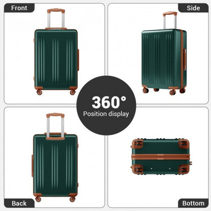 KSK2583 - Kono Premium ABS+PC 24 Inch Hard Shell Medium Check-In Luggage with TSA Lock & 360° Silent Spinner Wheels - Green and Brown