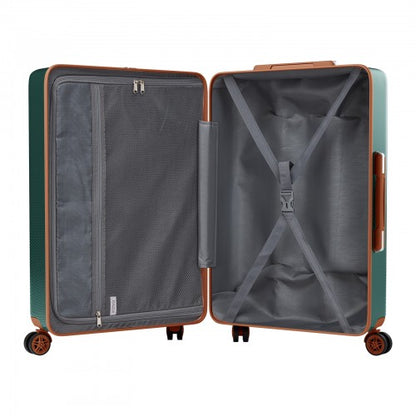 KSK2583 - Kono Premium ABS+PC 24 Inch Hard Shell Medium Check-In Luggage with TSA Lock & 360° Silent Spinner Wheels - Green and Brown