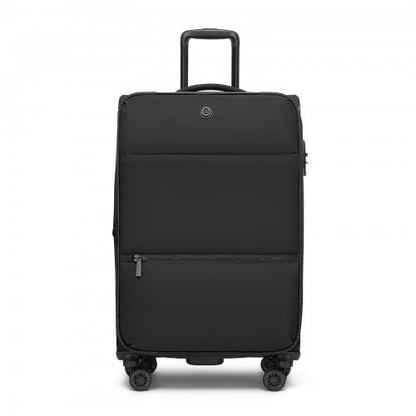 KSN2593 - 26 inch Women's Lightweight Softshell Suitcase with Spinner Wheels and Spacious Compartments - Black