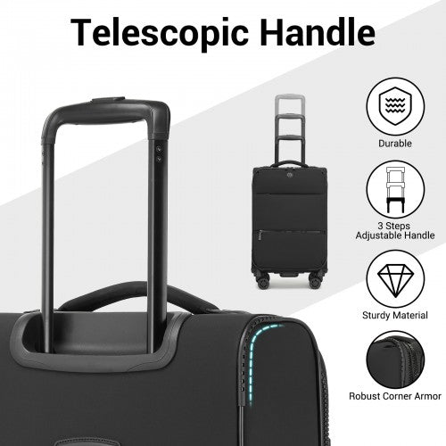 KSN2593 - 30 inch Women's Lightweight Softshell Suitcase with Spinner Wheels and Spacious Compartments - Black