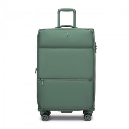 KSN2593 - 26 inch Women's Lightweight Softshell Suitcase with Spinner Wheels and Spacious Compartments - Green