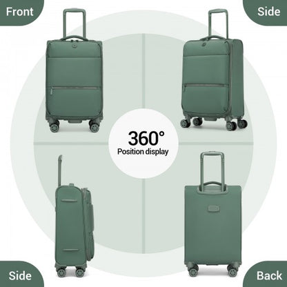 KSN2593 - 26 inch Women's Lightweight Softshell Suitcase with Spinner Wheels and Spacious Compartments - Green