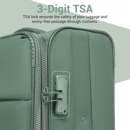 KSN2593 - 3 Piece Softshell Expandable Luggage Set 20/26/30 Inch, Lightweigh Suitcase with Silent Wheels & Organised Interior for Travel - Green