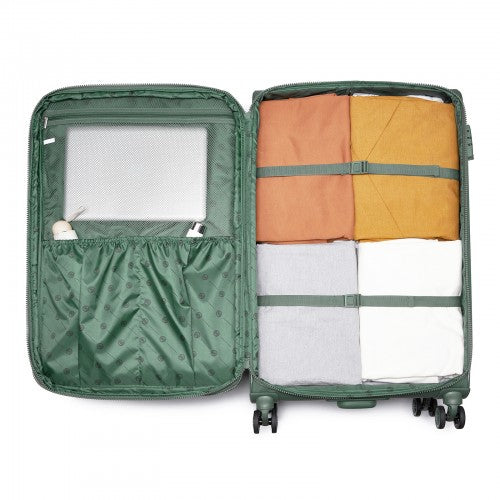 KSN2593 - 30 inch Women's Lightweight Softshell Suitcase with Spinner Wheels and Spacious Compartments - Green