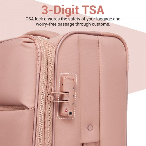 KSN2593 - 30 inch Women's Lightweight Softshell Suitcase with Spinner Wheels and Spacious Compartments - Pink