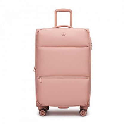KSN2593 - 3 Piece Softshell Expandable Luggage Set 20/26/30 Inch, Lightweigh Suitcase with Silent Wheels & Organised Interior for Travel - Pink